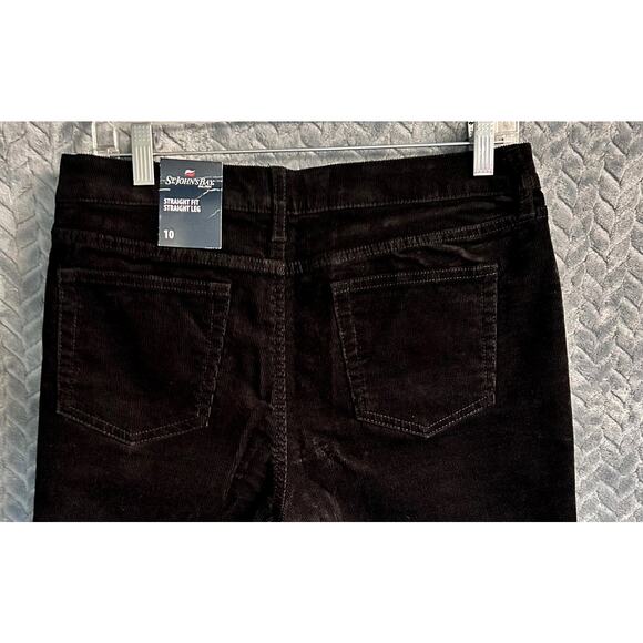 St Johns Bay NWT "Secretly Slender" Black Cords Straight Leg Sze 10 Stretch Slim - Picture 4 of 5